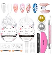 Makartt 3D Gel Nail Art for Nails Starter Kit: Clear and White for Extension Solid Gel Builder DI...