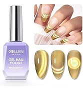 Gellen Cat Eye Gel Nail Polish, 18ml Gold Magnetic Gel Polish Brown Rainbow Glitter Holographic N...