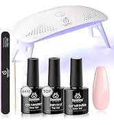 Beetles Nude Pink Gel Nail Polish Kit with UV LED Light Nail Lamp 6 Pcs Starter Kit Base Gel Top ...