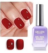Gellen Jelly Gel Nail Polish, 18ml 0.61 Fl Oz Jelly Red Gel Polish Soak Off LED U V Nail Gel Poli...