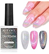 Makartt Rainbow Cat Eye Gel Nail Polish 10ml, Universal 9D Holographic Sparkly Glitter Soak Off U...