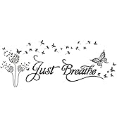 SUPERDANT Yoga Theme Wall Stickers Just Breathe Wall Decal Butterfly Dandelion Wall Art Inspirati...