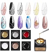 Makartt Spider Gel for Nails - 6 Colors Elastic Wire Drawing Gel for Line Nail Art Design, Upgrad...