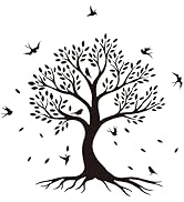 SUPERDANT Tree of Life Wall Decor Family Stickers Birds Branches on Tree Wall Sticker Home Vinyl ...