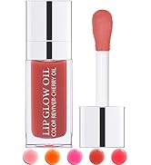 Plumping Lip Glow Oil - Hydrating Tinted Gloss, Reviver Oil, Long Lasting Moisturizing Clear Plum...