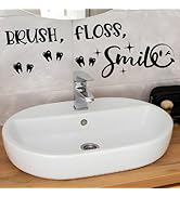 SUPERDANT Brush Floss Smile Wall Stickers Trendy Funny Bathroom Quote Wall Decals Black Vinyl Art...