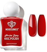 modelones Red Nail Polish, 15 ml Classic Vibrant Red Quick Dry Nail Lacquer Strengthener Long Las...