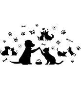 SUPERDANT Black Cat Dog Wall Sticker Paw Prints Cat Lover Wall Decals Vinyl Animal Decor for Livi...
