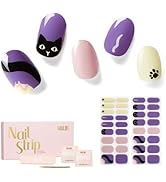 Nailog Semi Cured Gel Nail Strips 34 pcs | Long Lasting Nail Polish Sticker Wraps with Glossy Gel...