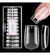 Gellen Short Square Nail Tips, 504Pcs Half Matte Full Cover Nail Tips Pre-shape Gel Nail Tips Acr...