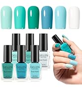 Gellen Teal Regular Nail Polish Non Gel, Fast Air Drying Mint Turquoise Nail Polish No UV Light N...
