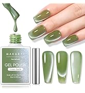 Makartt Green Cat Eye Gel Nail Polish - 10ml Holographic Vibrant Sparkle Fruit Cat Eye Gel with M...