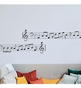 SUPERDANT Music Notation Wall Stickers Music Sheet Note Wall Decal Peel and Stick Black DIY Vinyl...