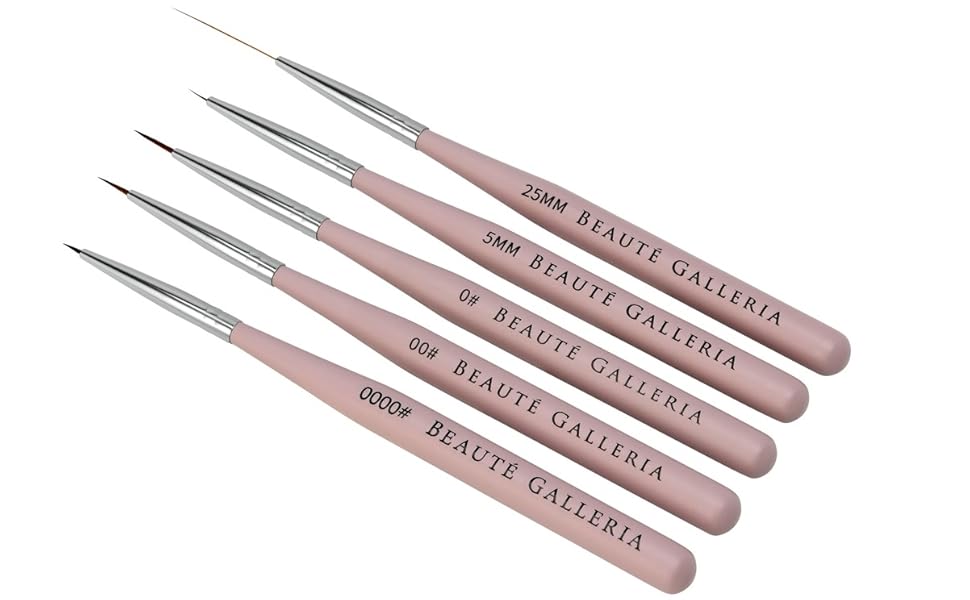 Beaute Galleria Nail Art Liners and Striping Brushes for Thin Fine Line, Detail Painting, Blending