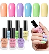 Gellen Pastel Regular Nail Polish Non Gel, Fast Air Drying Spring Summer Nail Polish No UV Light ...