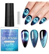 Makartt Blue Cat Eye Gel Nail Polish: Magnetic Glitter Gel Polish Soak-Off UV/LED with Aurora Eff...