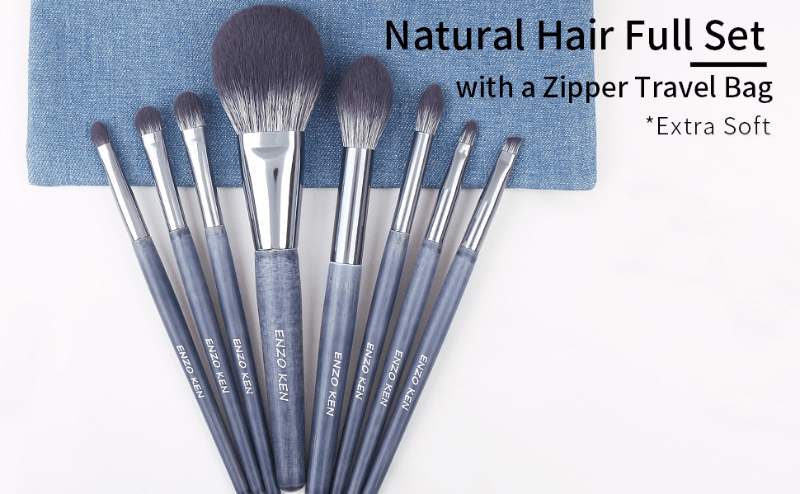 Natural Purple Badger Hair Makeup Brushes Set Professional,