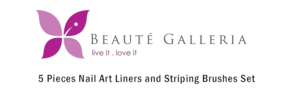 Beaute Galleria 5 Pieces Nail Art Liners and Striping Brushes