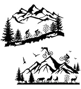 SUPERDANT 2 Sheets Wall Sticker Mountain Bike Riding Outdoor Sport Wall Decal Peak Forest Animals...