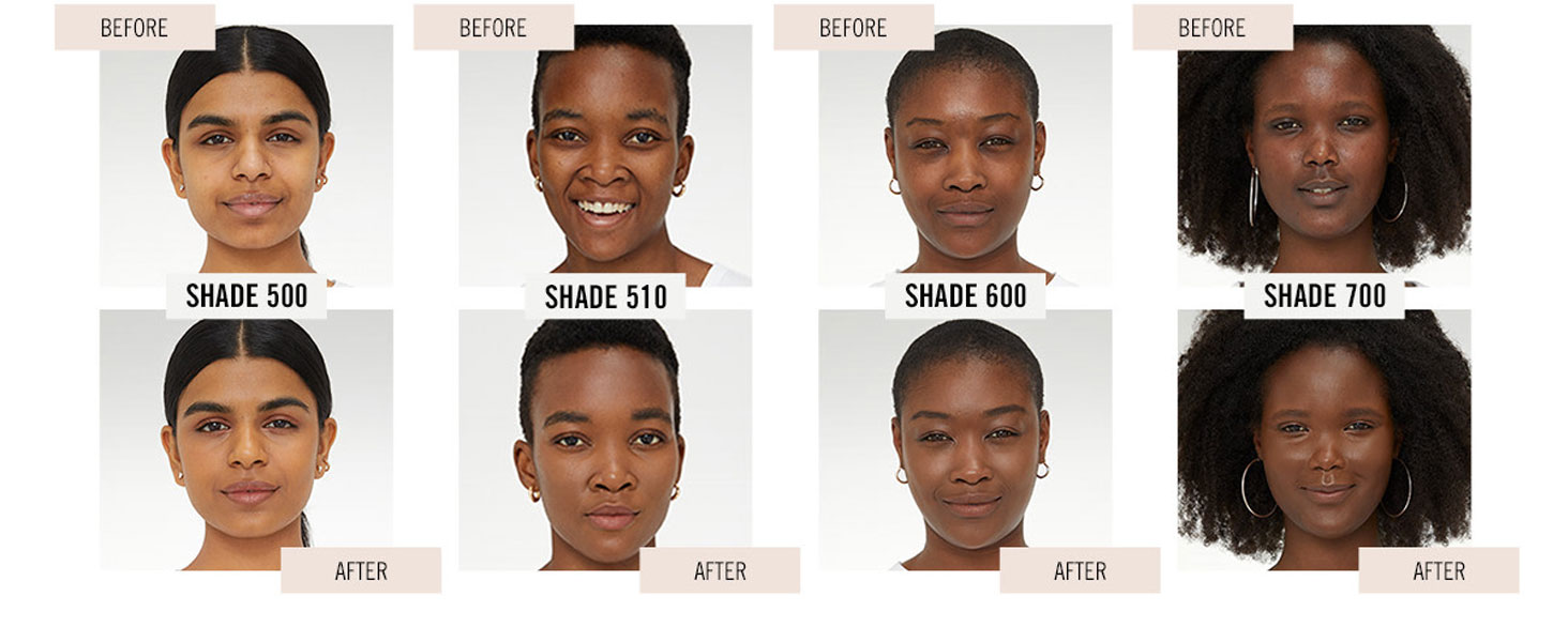 Before and after Rimmel Lasting Finish 25HR Foundation has been applied