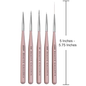 Beaute Galleria Nail Art Liners and Striping Brushes for Thin Fine Line, Detail Painting, One Stroke