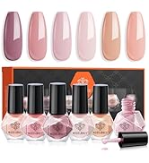 Modelones Nail Polish 6 Colors Neutral Nude Nail Polish Set Nude Pink Quick Dry Winter Mini Nail ...