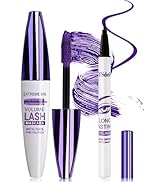 Purple Mascara Liquid Eyeliner Set, Update Longlasting Waterproof Color Eye Liner Pen, 5D Silk Fi...