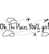 SUPERDANT Black PVC Travel Wall Stickers Oh The Places You Will Go Vinyl Wall Decor Inspirational...