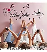 SUPERDANT Nail Art Wall Decor Nails Theme Wall Stickers with Butterfly Decals Nail Salon Stickers...