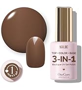 NAILOG Brown Gel Nail Polish 12ml Top Coat Color Gel Base One Step 3-In-1 Formula Soak Off UV Gel...