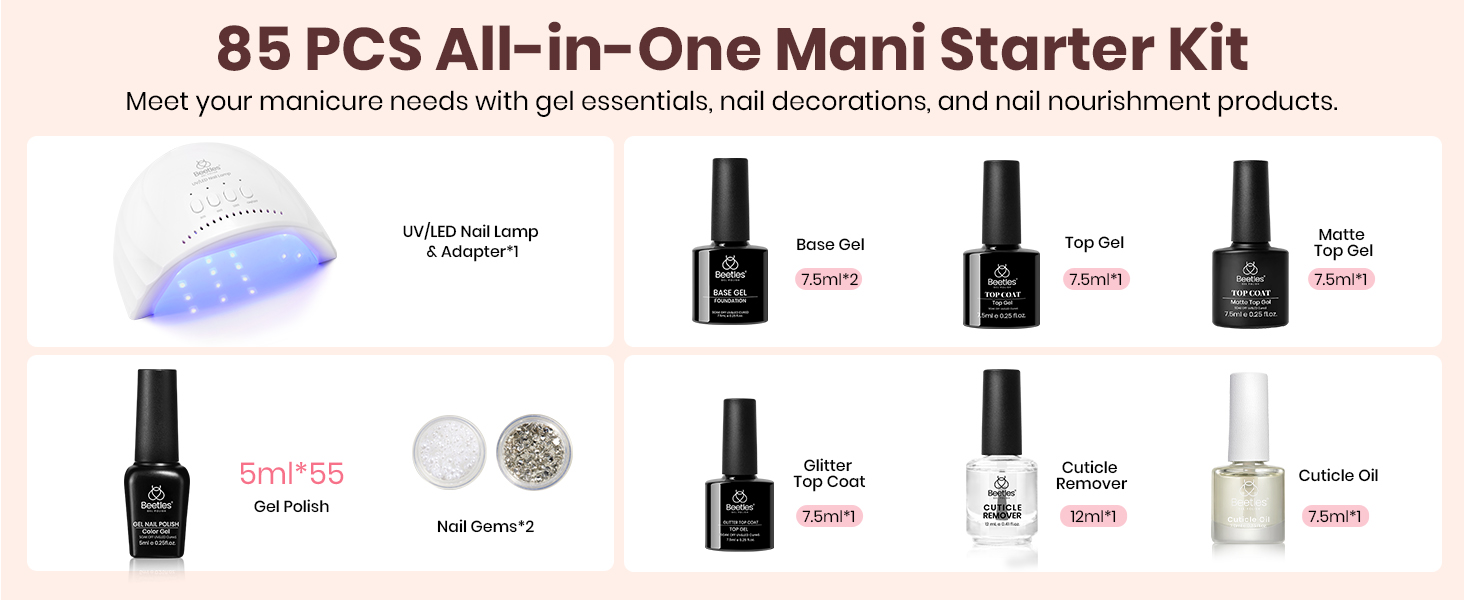 Beetles Gel Nail Polish Kit with U V Light
