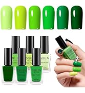 Gellen Green Regular Nail Polish Non Gel, Fast Air Drying Full Size Green Nail Polish No UV Light...
