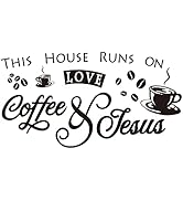 SUPERDANT Coffee Theme PVC Wall Sticker This House Runs ON Love Coffee and Jesus Word Vinyl Art W...