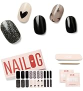 NAILOG Semi Cured Nail Strips for Halloween, 20 Extra Long Gel Nail Strips │ Glossy & Long Lastin...