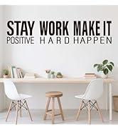 SUPERDANT Stay Positive Wall Stickers Inspirational Quotes Wall Decal Work Hard Make it Happen Bl...