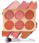 Matte Face Blush Palette with Brush-6 Color High Pigment Silky Mineral Blendable Blusher Contour ...