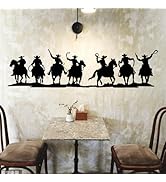 SUPERDANT 2 PCS Western Cowboy Wall Stickers PVC Horse Riding Silhouettes Wall Decals Self-Adhesi...