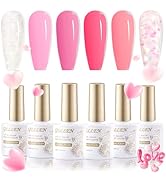 Gellen Pink Gel Nail Polish Set 6 Colors 10ML, Hot Pink Tones Magenta Sakura Soft Pink Gel Polish...
