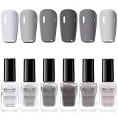 GELLEN Gray Nail Polish Set, Fall Winter Trendy Grey Regular Nail Polish Quick Air Dry 6 Dark Lig...