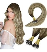 Sunny Hair Nano Extensions Human Hair Cold Fusion Nano Tip Hair Extensions Cool Brown Balayage Li...