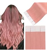 Easyouth 16Inch Pink Tape in Hair Extensions Human Hair 20Pcs Tape in Extensions Real Human Hair ...
