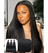 Julia Hair 12A Yaki Straight Human Hair 3 Bundles 10 12 14 Inch Unprocessed Virgin Real Human Hai...