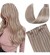 LaaVoo Seamless Clip in Hair Extensions Human Hair Blonde Highlights Clip in Human Hair Extension...