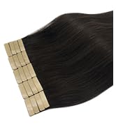 DOORES Hair Extensions Tape in 16 Inch 50g 20pcs Real Dark Brown Skin Weft Tape in Human Hair Ext...