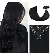 Ukira Black Hair Extensions Clip in Real Human Hair, 12 Inch 100g Jet Black Seamless Clip in Hair...