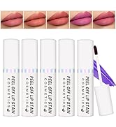5 Colors Lip Stain Peel Off Lip Tint Stain Velvet Matte Nude Lipstick Shine Long Lasting...