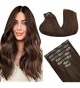 GOO GOO Seamless Clip In Hair Extensions Remy Real Human Hair Extension with Invisible PU Skin We...