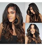 Beauty Forever Bye Bye Knots Wig 7x5 Glueless Lace Black to Chestnut Brown Ombre Loose Wave Wig w...