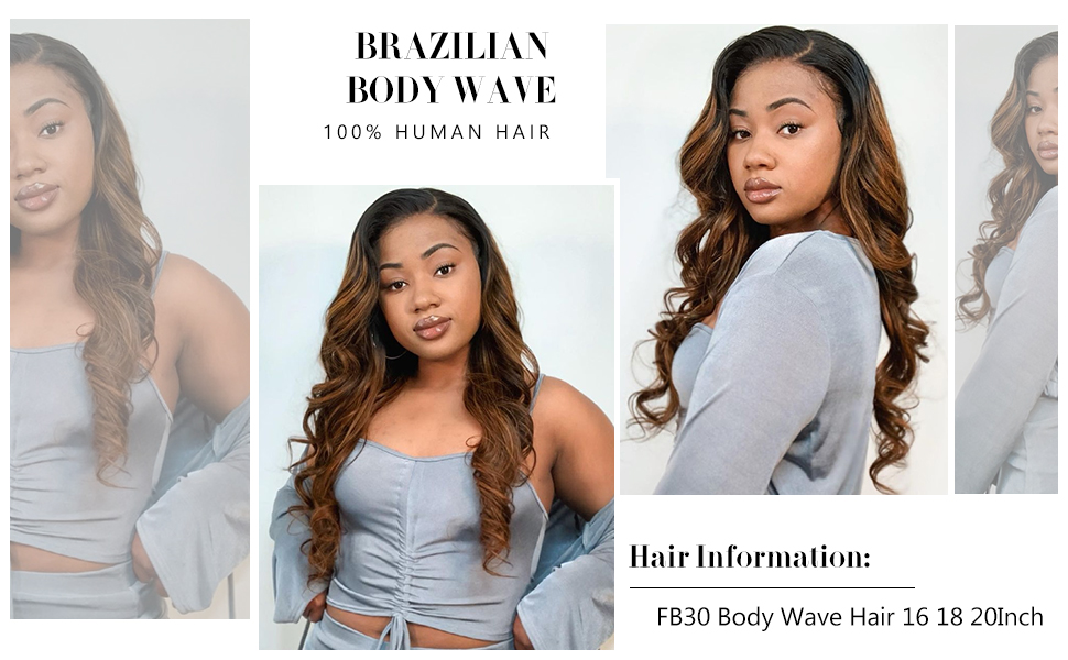 Nadula Highlight Colored Brazilian Hair Bundles 1B/30 Ombre Virgin Human Hair Body Wave