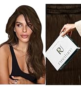 RUNATURE Brown Weft Hair Extensions Human Hair 18 Inch Straight Sew in Hair Extensions Real Human...